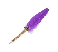 Riuulity Juego de Pluma Retro con Puntas Reemplazables, Patrón Exquisito Elegante para Regalo de Práctica de Escritura de Caligrafía (PURPLE)