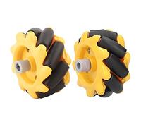 Riuulity Juego de Ruedas Omnidireccionales Mecanum para Coches Robot Inteligentes, Componentes de Juguete, 48 Mm, ABS y Material de Goma (1 par)