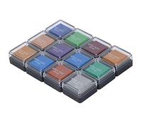 Riuulity Juego de Sellos de Almohadilla de Tinta para Manualidades, 12 Uds. Con 10 Colores Metálicos Brillantes, No Tóxico, Fácil de Limpiar, Ideal para Niños, Almohadilla de Impresión de Dedos Con