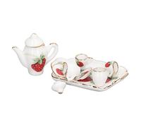 Riuulity Juego de Tazas de té en Miniatura para Casa de Muñecas, Accesorios de Simulación Exquisitos para Niños, Accesorios de Decoración de Casa de Muñecas de Cerámica, Juego de té de 8 Piezas