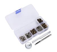 Riuulity Kit de Cierres a Presión de Cuero, Herramienta de Botón de Remache Brillante, 120 Juegos de Remaches de Latón para Accesorios de Ropa Artesanal, para Sombreros, Zapatos y Bolsos