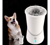 Riuulity Lavador de Pies para Mascotas Modo Giratorio Tecnología de Motor de Limpiador de Patas de Perro Fácil de Limpiar para Perros Gatos, Electricidad: Potencia: 4 W, 10 * 9 * 16,5 Cm (White)