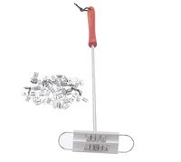 Riuulity Letras Inglesas de Hierro para Marcar Carne con de Madera, Material de Acero Inoxidable de Primera Calidad, Ligero y Portátil para Entusiastas de la Barbacoa y Cocinar Al Aire Libre