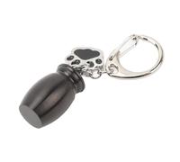 Riuulity Llavero de Urnas para Perros, Elegante Recuerdo para Cenizas de Mascotas con Diseño de Huella de Pata, Acero Inoxidable, 68mm (Black)