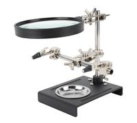 Riuulity Lupa óptica 6X con Clamp/Holder Auxiliar para Soldar, Soporte de Acero Resistente, Diámetro de Lente de 3,5", Ideal para Montaje, Reparación y Proyectos de Bricolaje