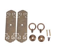 Riuulity Manijas de Gabinete de Latón Chino Retro con Patrón Antiguo de la Suerte, Fabricación de Bricolaje, 2 Juegos para Decoración de Cajas de Madera, Material de Latón Fuerte y Resistente Al óxido