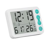 Riuulity Medidor Digital de Temperatura y Humedad para Interiores, Termómetro Electrónico Multifuncional, Higrómetro con Función de Despertador para Invernaderos, Color Blanco (llave verde)