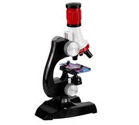 Riuulity Microscopio de Juguete Educativo para Niños con Luz LED Ampliación de 100X 400X 1200X para el Aprendizaje de Ciencias en Casa Rojo y Negro