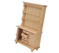 Riuulity Mini Gabinete de Muñeca Accesorios de Casa de Muñecas Tres Capas de Exposición de Biblioteca de Madera Exquisitas Casas de Muñecas para (Color de la Madera de la Naturaleza)