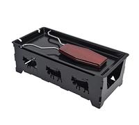 Riuulity Mini Parrilla de Raclette de Queso, Sartén Portátil para Mantequilla para Cocinar Pícnic Al Aire Libre, Fundidor de Queso Antiadherente para Acampar, Caoba + Hierro