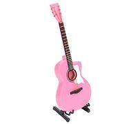 Riuulity Modelo de Guitarra Material de Haya Rosa 18 Cm Instrumento Musical Detallado para Casas de Muñecas y Regalos