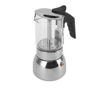 Riuulity Olla Moka de Vidrio Borosilicato y Acero Inoxidable, Fácil de Usar, Segura y Saludable, para Inducción, Estufas, Sin BPA, Válvula de Seguridad Italiana (4 taza)