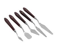 Riuulity Palette Knife Set Espesa Cuchilla Flexible para Pintura Al óleo Ergonómico de Acero Inoxidable Juego de Cuchillos para Artistas Plata Metálica/marrón 5 Piezas