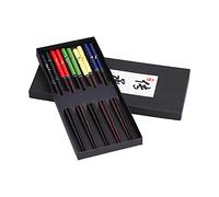 Riuulity Palillos de Madera con Estampado de Flores de Mariposa y Tratamiento de Laca Vegetal para Comida Asiática, Juego de 5 Pares de Palillos, Caja de Regalo para Cocina China, Japonesa y Coreana