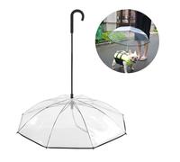 Riuulity Paraguas para Mascotas, Portátil, Ligero, Tipo Ensamblaje con Cadena de Correa para Tirar para Días Lluviosos, Adecuado para Gatos, Perros, Plástico Transparente, Tamaño 17,3 X 2 X 2