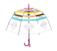 Riuulity Paraguas Transparente para Niños con Diseño de Arcoíris de Dibujos Animados, Largo para un Fácil Agarre, Perfecto para Días Lluviosos, Disponible en Azul, Rojo y Amarillo - 1 Pieza (#1)
