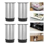 Riuulity Patas Redondas Ajustables para Muebles con Revestimiento de Acero Inoxidable de 50 X 100 Mm, 4 Patas para Gabinete de TV con Fuerte Capacidad Anticorrosión, Ajustables para sofá, para