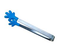 Riuulity Pinzas Pequeñas con Forma de Mano, Puntas de Silicona, Acero Inoxidable Azul, Divertidas, Resistentes Al Calor, Fáciles de Limpiar, Pinzas para Alimentos para Frutas Heladas