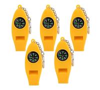 Riuulity Portátil 4 en 1 ABS Multifuncional Silbato Brújula Termómetro Lupa, Ideal para Viajes Camping Senderismo, 5 Piezas