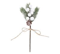 Riuulity Púas de Bayas de Aguja de Pino Nevado para Manualidades, 10 Piezas de Conos de Pino Artificiales, Tallo de Acebo, Púas de de Vacaciones de Invierno para Decoraciones Navideñas (White)