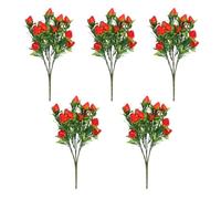 Riuulity Rama de Fresa Artificial de Plástico PVC, Fruta Falsa Simulada, 5 Piezas, para Decoración de Boda, Hogar y Arreglo de Mesa (Fresa 5PCS)