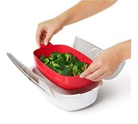 Riuulity Recipiente de Alimentos para Cocina a para Microondas con Cesta de Extraíble, Manejo Seguro para Descarga de para una Cocción Cómoda para Uso Doméstico en la Cocina (WHITE)