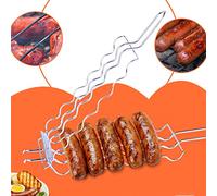 Riuulity Soporte de Clamp/Holder de Malla para Parrilla, Plegable Bloqueable, Rejilla para Salchichas para Barbacoa, para Cocinar Al Aire Libre, Acero Inoxidable, 21,85x4,72x1,18 Pulgadas