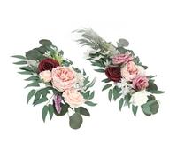 Riuulity Swag de Flores Artificiales de 3D para Decoración de Fondo de Boda, 2 Piezas de Flores Artificiales de de Boda para Decoración Central, Material de Tela de Seda de Plástico (204.00)