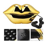 Riuulity Teléfono Residencial con Forma de Labio a la Moda, Calidad de Sonido Clara, Celebraciones Navideñas, Pieza Decoración del Hogar (Chapado en Oro)