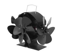 Riuulity Ventilador de Estufa Alimentada por Calor, 3 Cabezas 18 Cuchilla de Aluminio 270 Grados Ventilador de Chimenea con de Cubierta Protectora