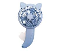 Riuulity Ventilador Portátil de Mano con Prensa Manual, Pequeño Ventilador de Refrigeración, Diseño de Oreja de Gato de Dibujos Animados para Picnics y Actividades Al Aire Libre, Material PP de Alta