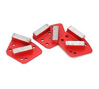 Riuulity Zapatos de Pulido de Diamante de 3 Piezas, Diseño Trapezoidal Duradero para Corte Agresivo de Pisos de Concreto, Método de 6 Orificios, Rojo