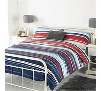 Riva Home Cama Lymington Rey Duvet Set Diseño De Rayas-2 X Ama De Casa Almohada Incluido-100 Peinado-Lavable A Máquina-230 X 220Cm (91" X 87" Pulgadas) -Riva Paoletti, Algodón, Blanco Rojo Azul, King