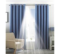 Riva Home Riva Inicio Eclipse Oscuras Cortinas Ojal, Poliéster, Dril De Algodón, 46" X 72" (117 X 183Cm), Mezclilla, 46x72 (117x183cm)
