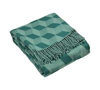 Riva Paoletti Aspecto Throw Diseño Geométrico-3D Ilusión-Fringed Edges-Fade Y Shrink Resistente-100, Acrílico, Teal Azul, 130 X 180 Cm (51" X 71" Pulgadas)