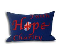 Riva Paoletti Paoletti Caridad De La Esperanza De Bordado 100% Algodón Cojín, Azul Marino, 35 X 50 Cm, Armada, 35x50cm