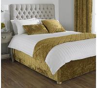 Riva Paoletti Verona Cama Wrap - Amarillo Ocre - Velvet Feel - Terciopelo Arrugado Look - Elásticos - 100% Poliéster - Doble - 135 X 190 X 50 Cm (53" X 74" X 20" Pulgadas) - Diseñado En El Reino Unido