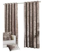 Riva Paoletti Verona - Cortinas con ojales (par) - color beige Oyster - tacto de terciopelo - Aspecto de terciopelo aplastado - Listo - 100% poliéster, 168 cm de ancho x 229 cm de caída, diseño en el Reino Unido