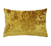 Riva Paoletti Verona Cushion Cover Rectangle - Ochre Yellow - Velvet Feel - Crushed Velvet Look - Hidden Zip Design - 100% Polyester - 40 X 60cm (16" X 24" Inches) - Designed in the UK