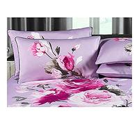 Riva Paoletti Windsor Ama De Casa De Almohada - Heather Púrpura - Rosa Flor Diseño De Impresión - Hilo Bordes - 300 Hilos - 100% Algodón - Lavable A Máquina - 50 X 75 Cm (20" X 30" Pulgadas)