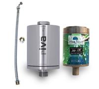 rivaALVA Life EM - Juego de filtros de agua de acero inoxidable con carbón activo en bloque, cerámica EM, carcasa de cartucho biogánico y juego de conexiones