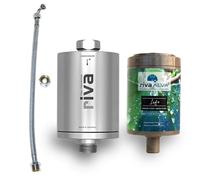 rivaALVA Life Juego de filtro de agua potable para el fregadero, filtra cloro, productos farmacéuticos, metales pesados, bacterias y microplásticos, carcasa metálica en color plata