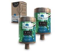 rivaALVA Skin & Hair filtro de ducha set de 2 cartuchos de recambio, bloque de carbón activo reduce contaminantes como cloro, metales pesados, microplásticos, pesticidas