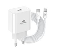 RIVACASE Cargador PS4101 WD5 con cable Lightning Tipo-C - Entrega de energía de 20W 3.0, Compatible con iPhone 15 y padres, iPad, Samsung, LG, Huawei, Xiaomi, Android, fuente de alimentación sólida