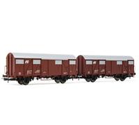 RIVAROSSI 1/87 MODELISMO FERROVIARIO FS 2X VAGONES DE MERCANCÍAS CERRADOS GS ...