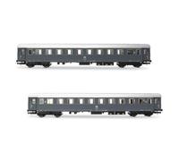 Rivarossi HR4368 FS, Pack de 2 Unidades Bz 33010 Tipo 1946 2a Clase, uno con Compartimento ''ristoro'', Marcas FS, librea Gris, EP. IVA, Material rodante de autocares