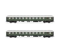 Rivarossi HR4377 DB, Pack de 2 Unidades de autocares Tipo litera Bc4üm-62, librea Verde, EP. III Autocares de viajeros