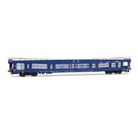 Rivarossi HR4383 ZXBENET, portacoches DDm 916, con Rejillas Laterales Protectoras, decoración Azul, EP. Vi Autocares de viajeros