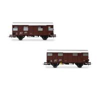 Rivarossi HR6645 FS, Pack de 2 vagones GS (Paredes de tablones de Madera), uno con Pilotos Traseros Rojos, EP. IV, Material rodante de vagones