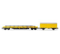 Rivarossi HR6647 DB Bahnbau, Pack de vagones de Mantenimiento de 2 Unidades, Res Cargado con traviesas y GS, librea Amarilla, EP. V-Vi, Material rodante de vagones